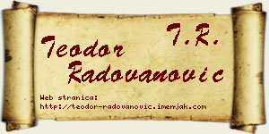 Teodor Radovanović vizit kartica